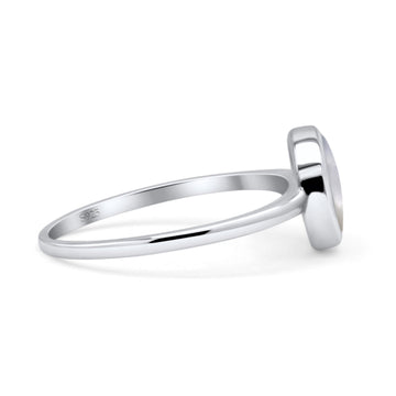 Oxidized Statement Fashion Round Petite Dainty Thumb Ring Simulated Mother of Pearl 925 Sterling Silver